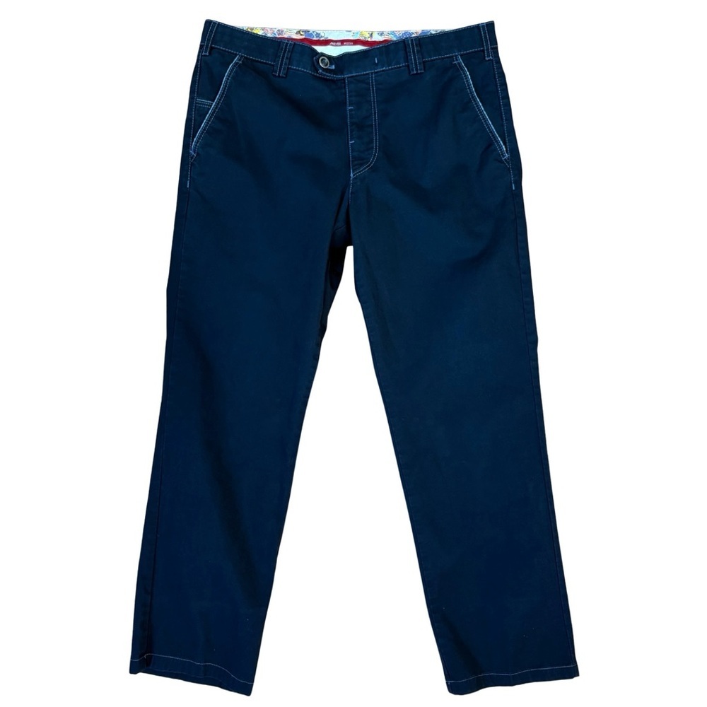 Meyer Mens Modern‎ New York Chinos 35" Waist 27" Inseam Navy Blue Comfort German